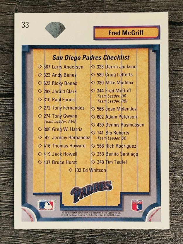 1992 Upper Deck #33 Fred McGriff TC