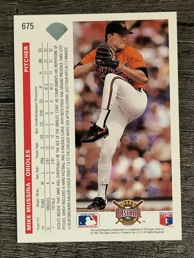 1992 Upper Deck #675 Mike Mussina