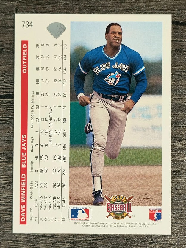 1992 Upper Deck #734 Dave Winfield
