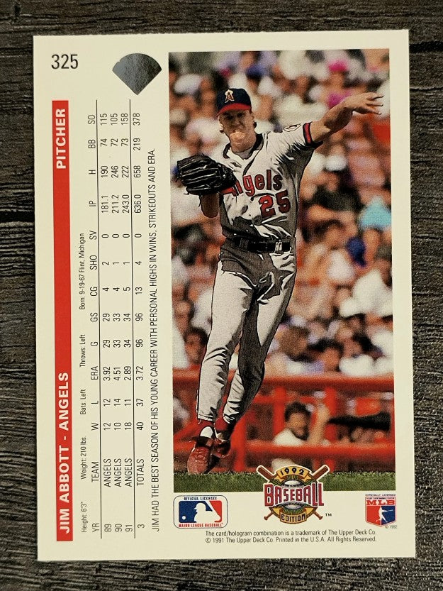 1992 Upper Deck #325 Jim Abbott