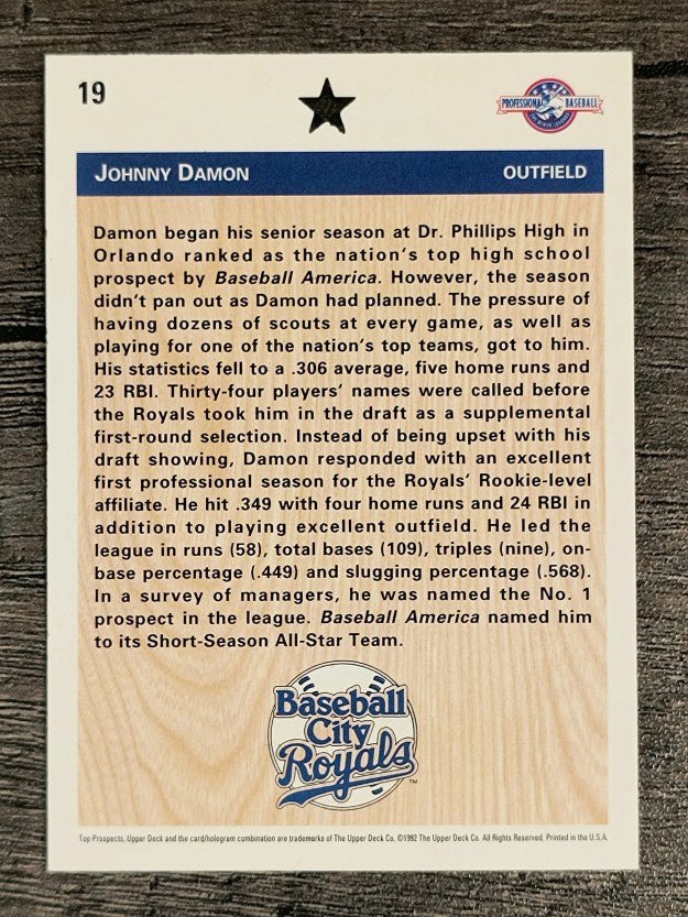 1992 Upper Deck Minors #19 Johnny Damon FDP (NM)
