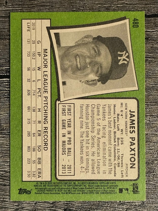 2020 Topps Heritage #480 James Paxton SP