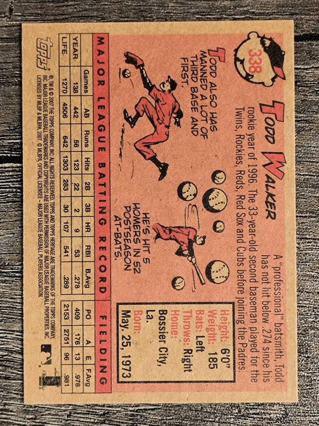 2007 Topps Heritage #338 Todd Walker SP