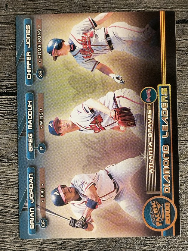 2000 Pacific Diamond Leaders #16 Chipper Jones/Brian Jordan/Greg Maddux (NM)