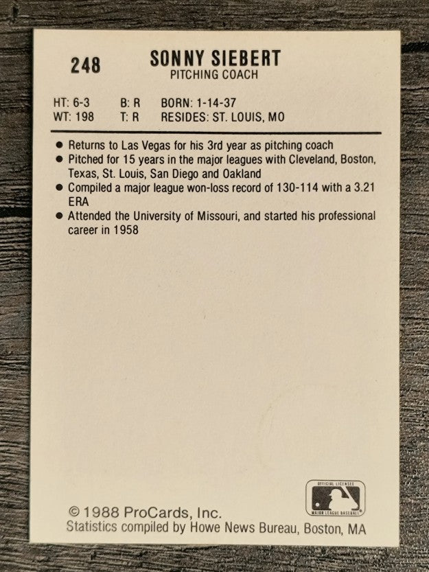 1988 Las Vegas Stars ProCards #248 Sonny Siebert