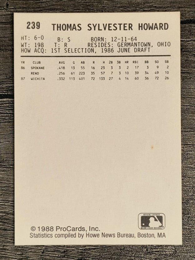 1988 Las Vegas Stars ProCards #239 Thomas Howard