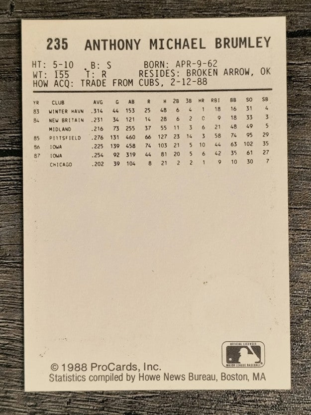 1988 Las Vegas Stars ProCards #235 Mike Brumley