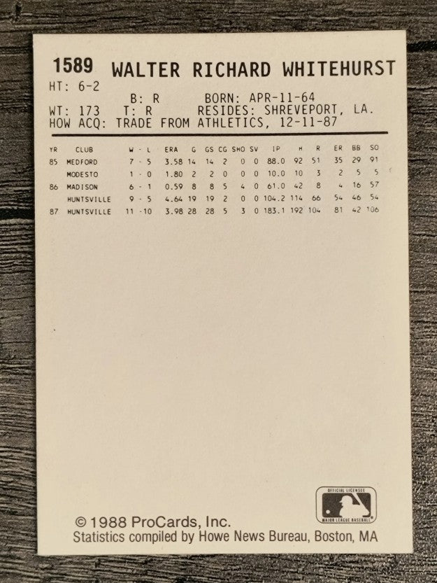 1988 Tidewater Tides ProCards #1589 Wally Whitehurst