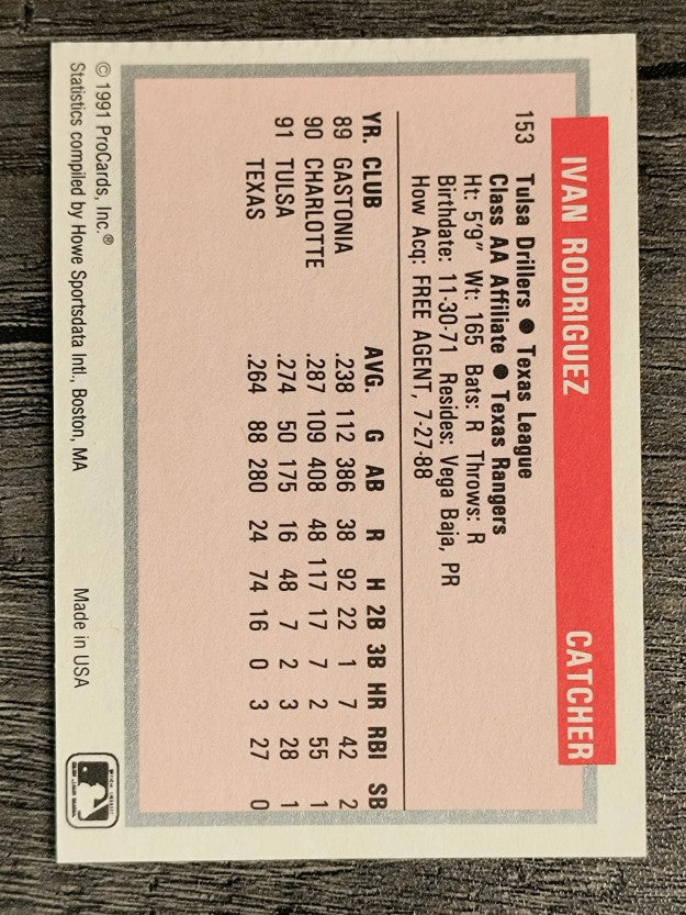 1991-92 ProCards Tomorrow's Heroes #153 Ivan Rodriguez