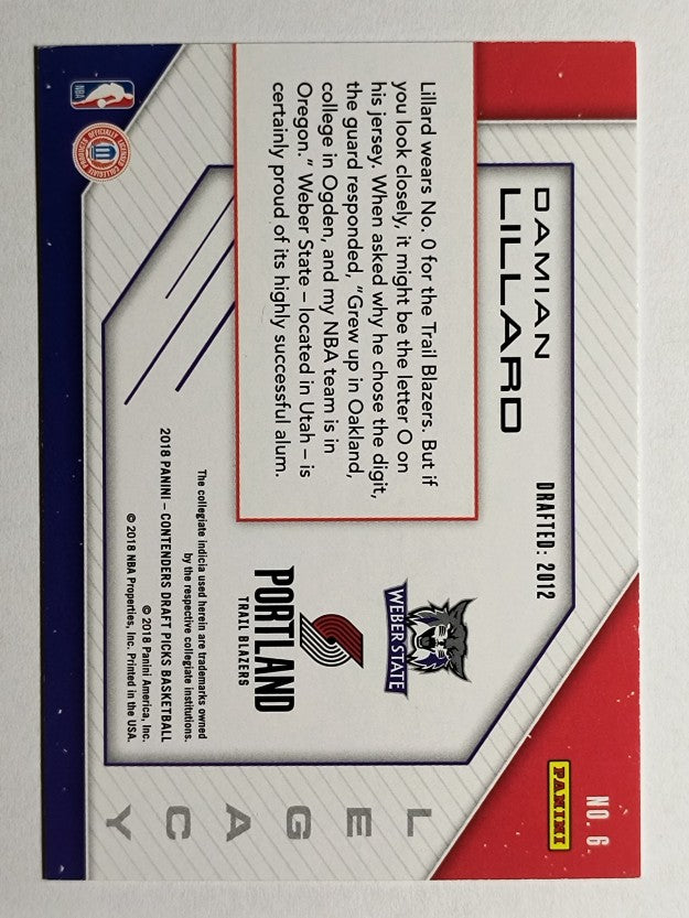2018-19 Panini Contenders Draft Picks Legacy #6 Damian Lillard