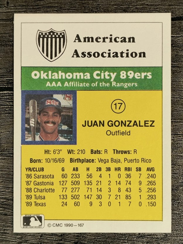 1990 CMC #167 Juan Gonzalez