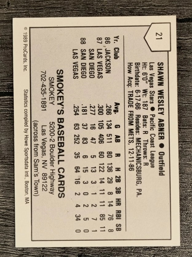 1989 Las Vegas Stars ProCards #21 Shawn Abner