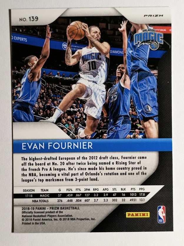 2018-19 Panini Prizm Prizms Ruby Wave #139 Evan Fournier