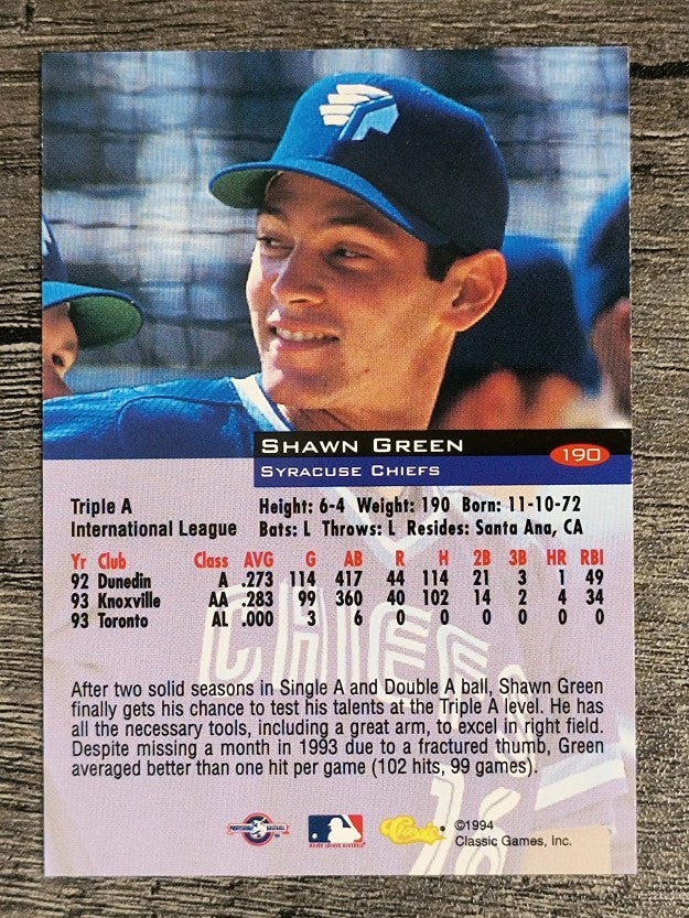 1994 Classic #190 Shawn Green