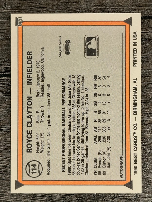 1990 Best #114 Royce Clayton