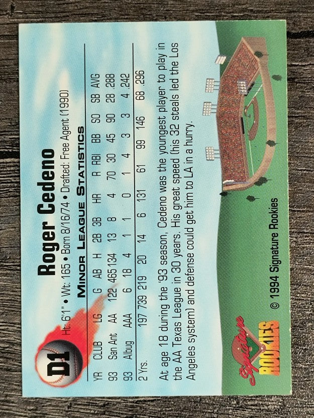 1994 Signature Rookies Promos #D1 Roger Cedeno (VGEX)