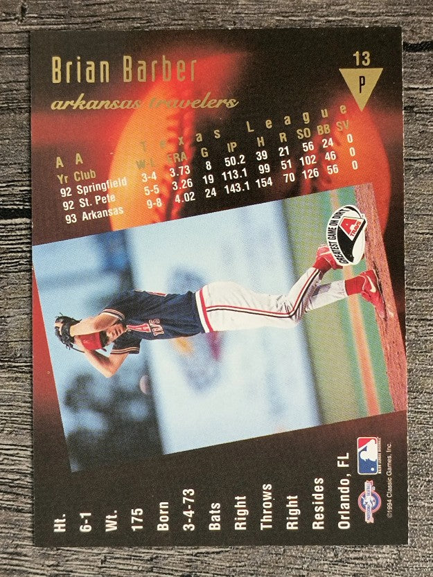 1994 Classic/Best Gold #13 Brian Barber
