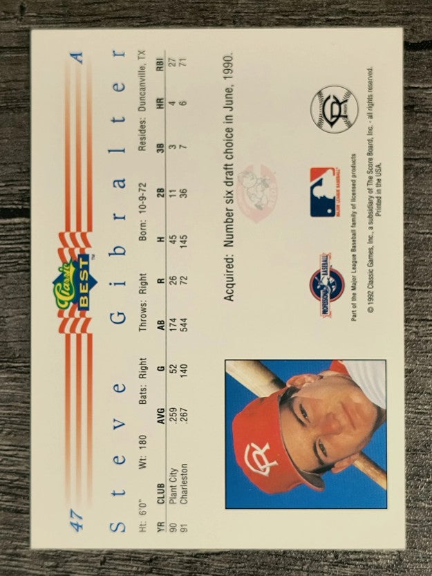 1992 Classic/Best #47 Steve Gibralter