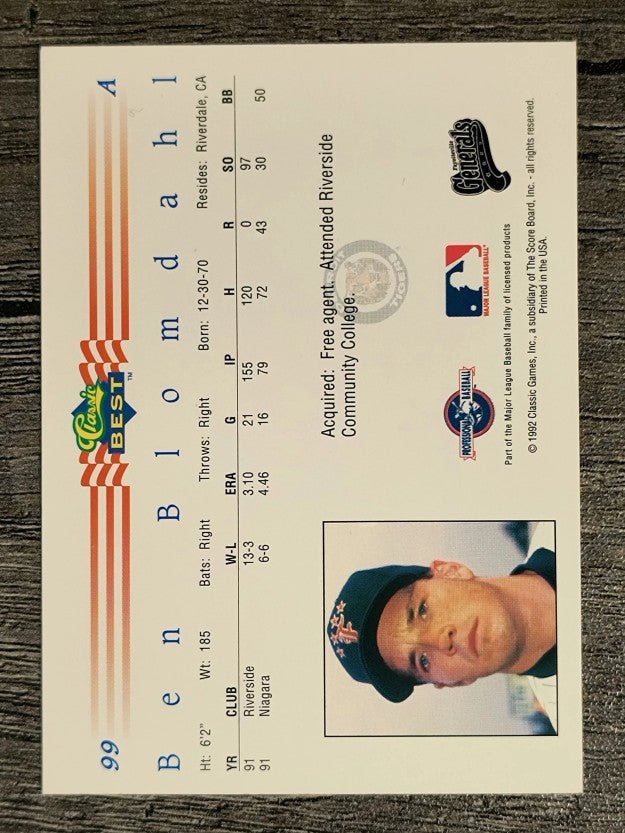 1992 Classic/Best #99 Ben Blomdahl