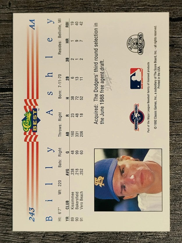 1992 Classic/Best #243 Billy Ashley