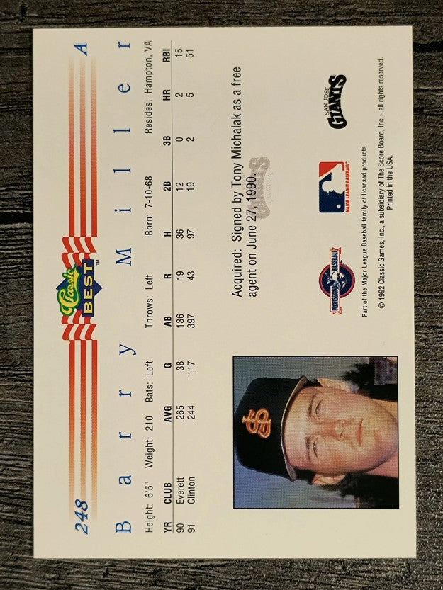 1992 Classic/Best #248 Barry Miller