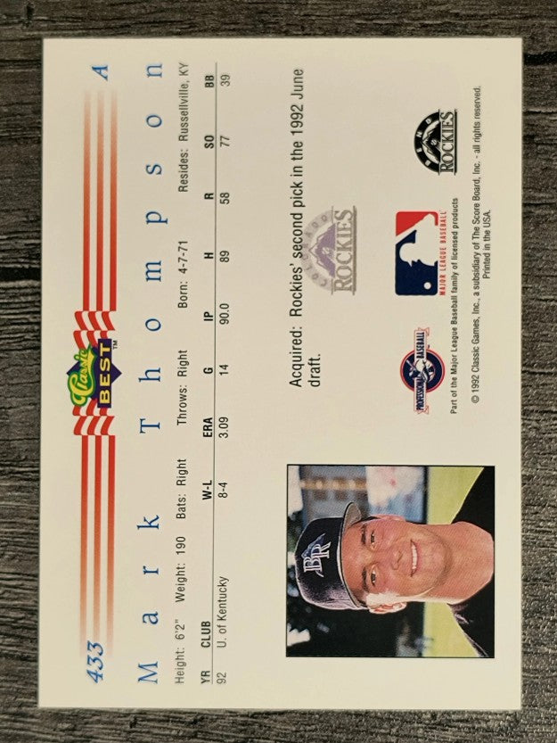 1992 Classic/Best #433 Mark Thompson