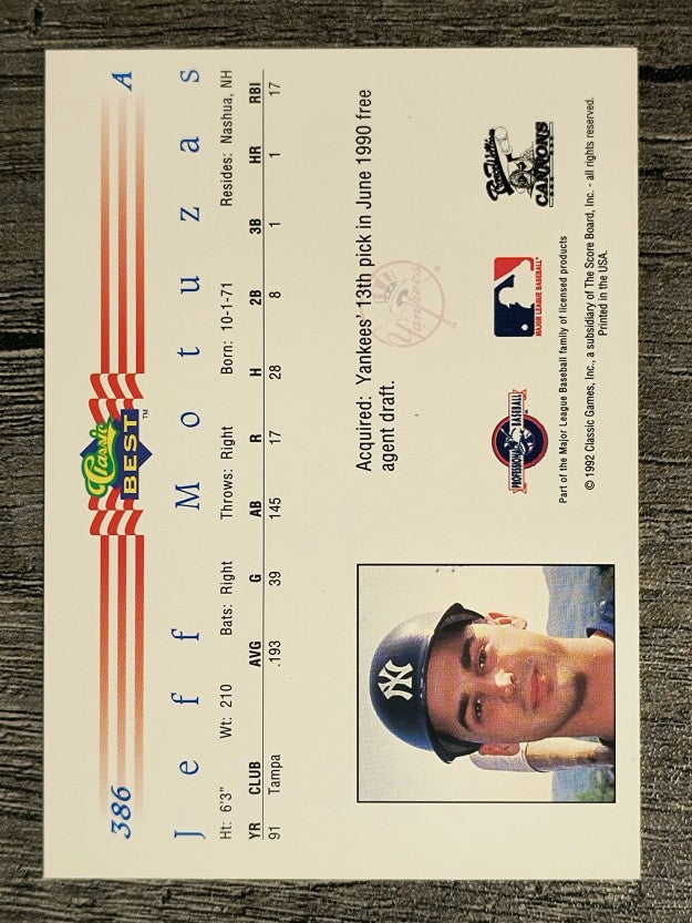 1992 Classic/Best #386 Jeff Motuzas