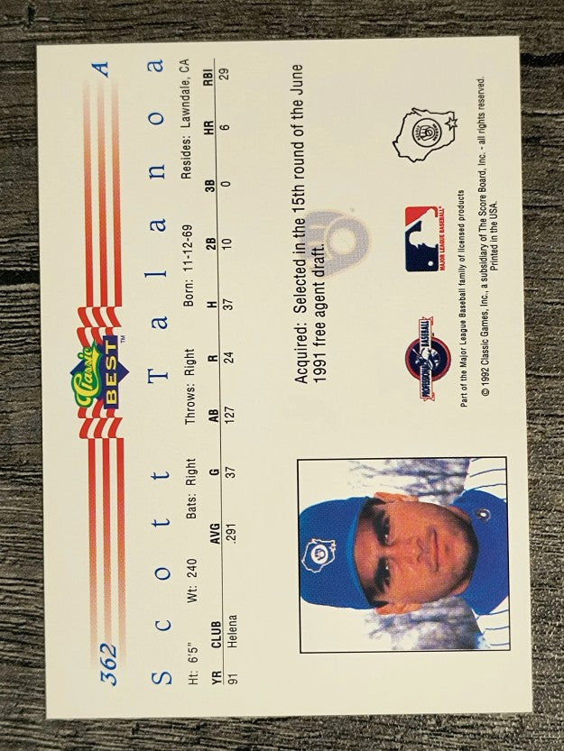 1992 Classic/Best #362 Scott Talanoa