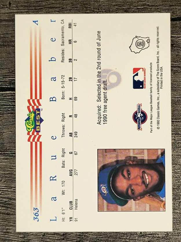 1992 Classic/Best #363 LaRue Baber
