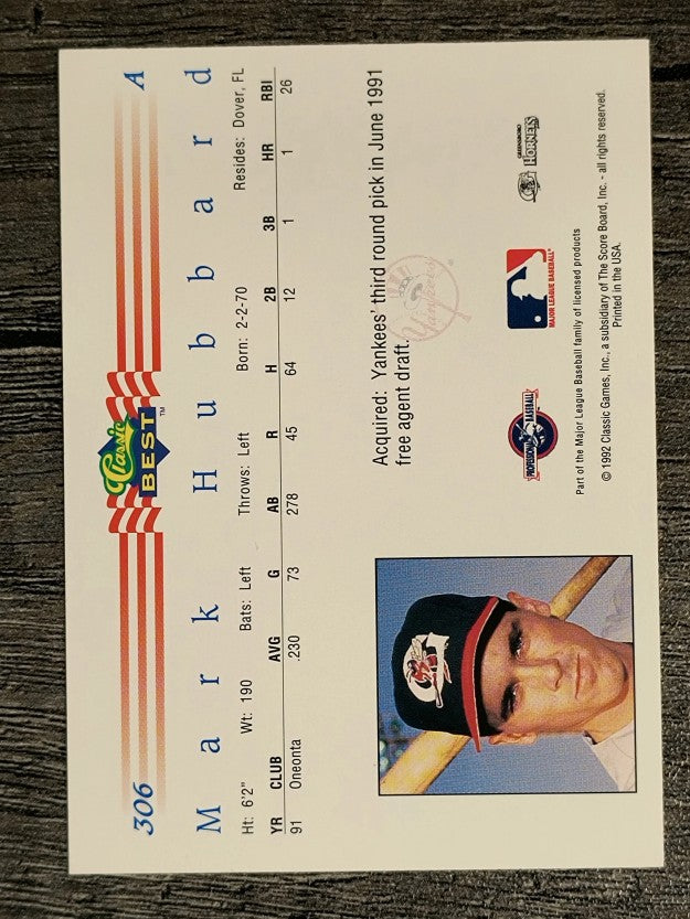 1992 Classic/Best #306 Mark Hubbard