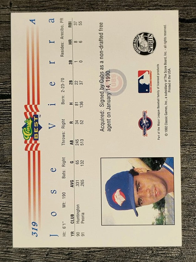 1992 Classic/Best #319 Jose Vierra