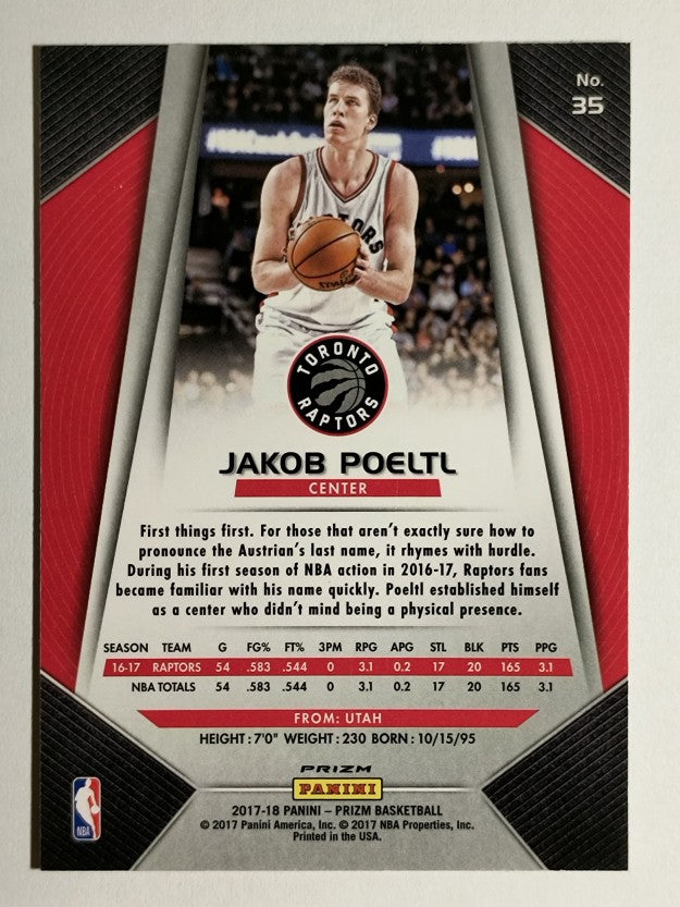 2017-18 Panini Prizm Prizms Red White and Blue #35 Jakob Poeltl