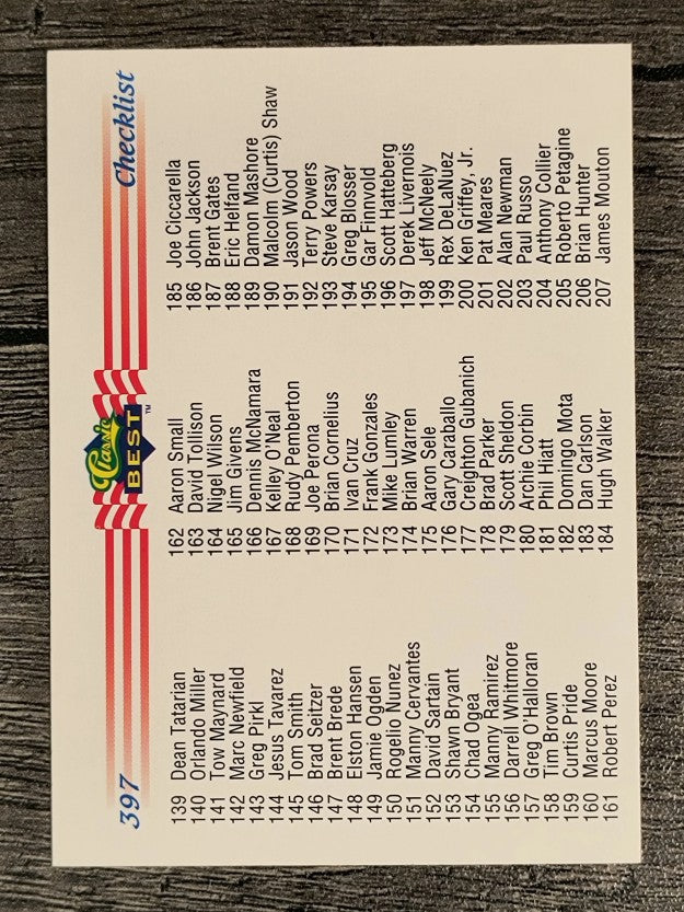 1992 Classic/Best #397 Checklist 139-207