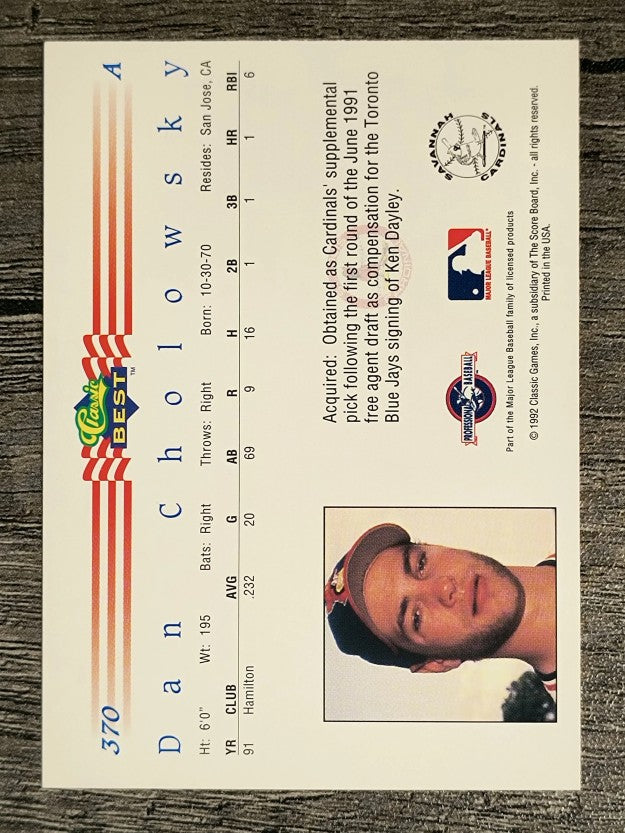 1992 Classic/Best #370 Dan Cholowsky