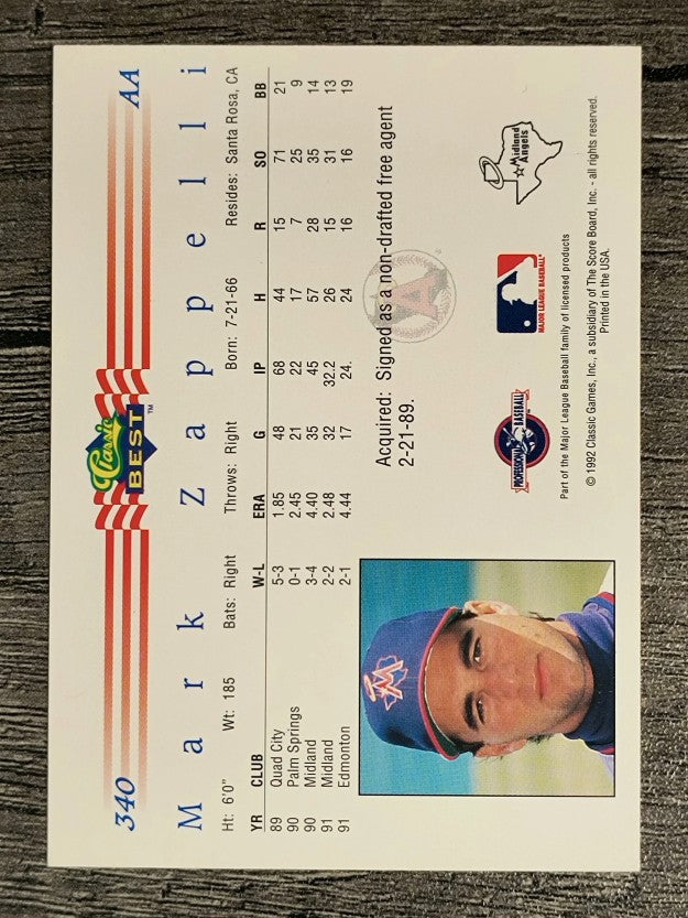 1992 Classic/Best #340 Mark Zappelli