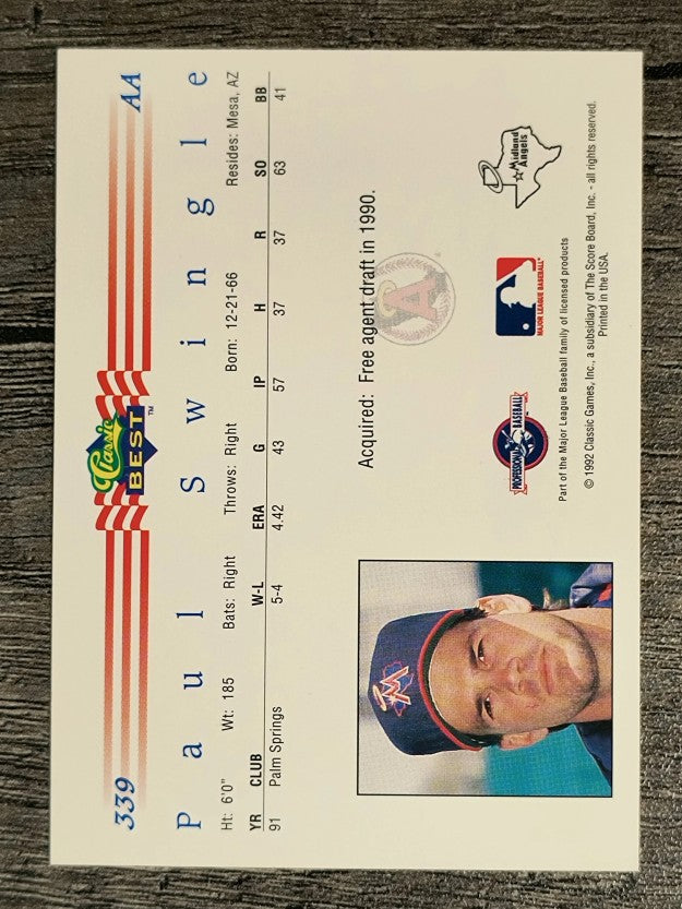 1992 Classic/Best #339 Paul Swingle