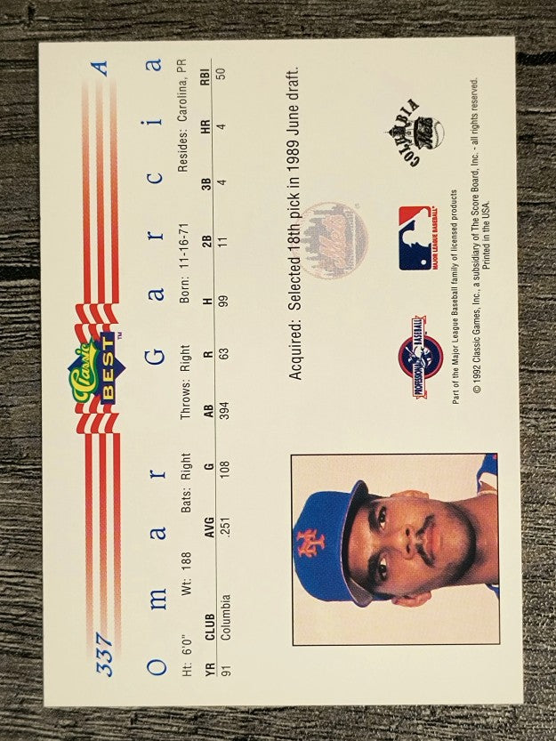 1992 Classic/Best #337 Omar Garcia