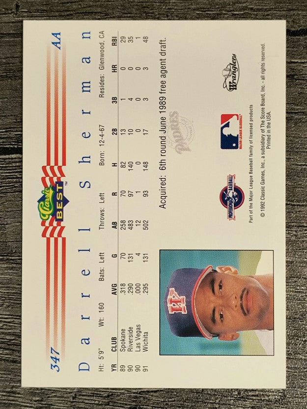 1992 Classic/Best #347 Darrell Sherman