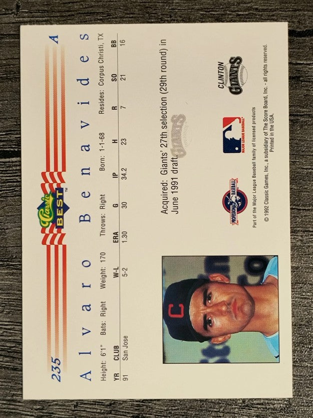 1992 Classic/Best #235 Alvaro Benavides