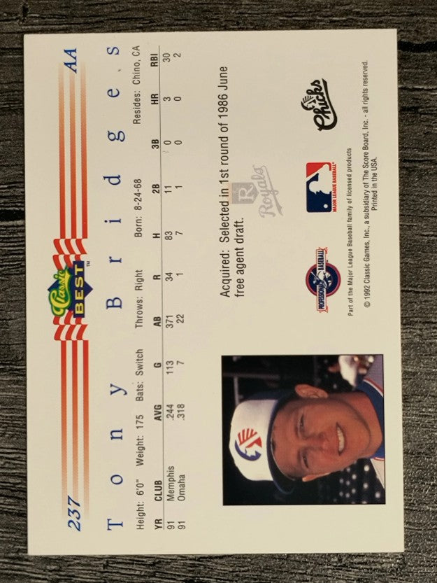 1992 Classic/Best #237 Tony Bridges