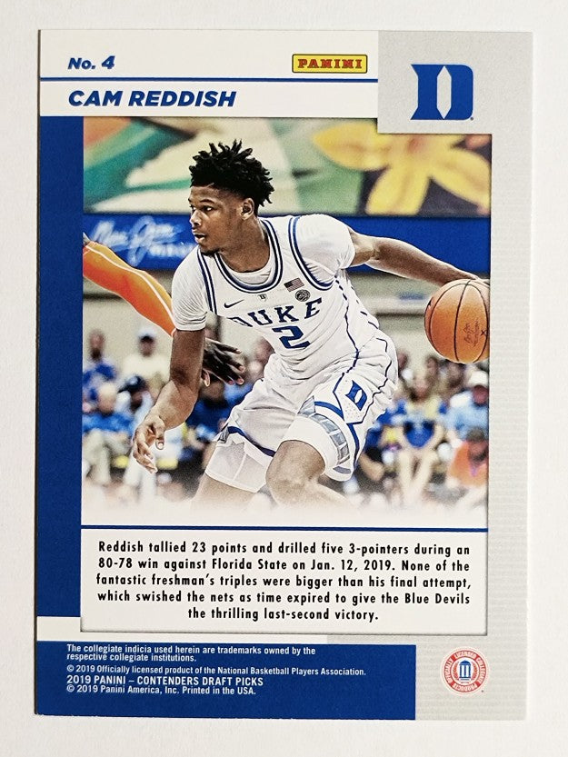 2019-20 Panini Contenders Draft Picks Game Day Tickets #4 Cam Reddish