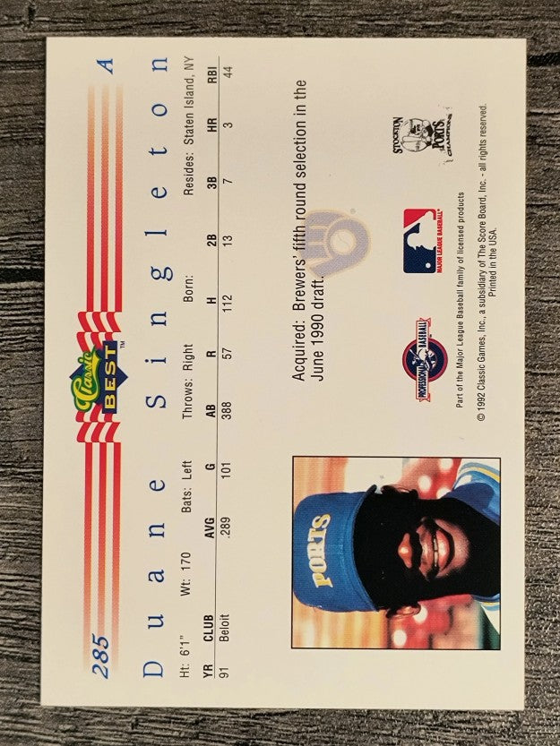 1992 Classic/Best #285 Duane Singleton