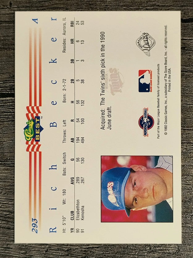 1992 Classic/Best #293 Rich Becker