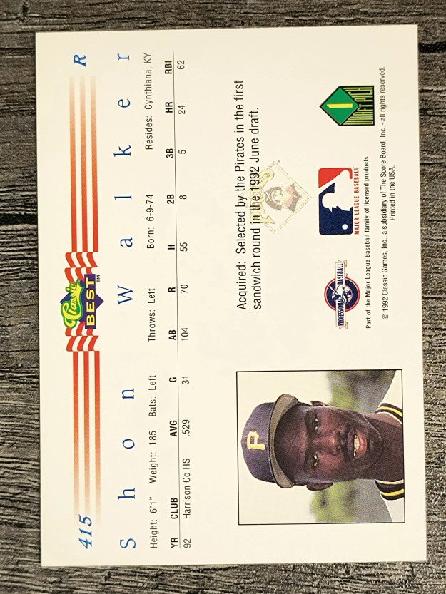 1992 Classic/Best #415 Shon Walker