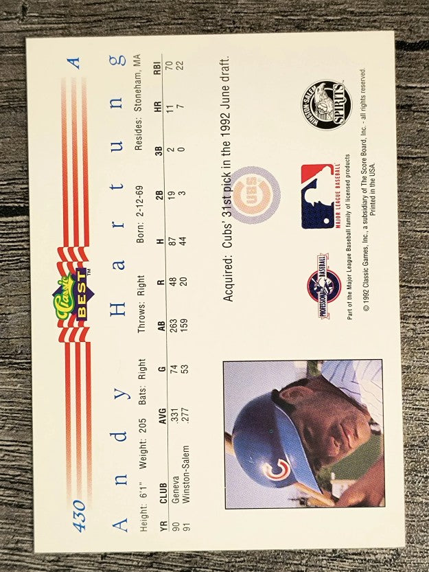 1992 Classic/Best #430 Andy Hartung