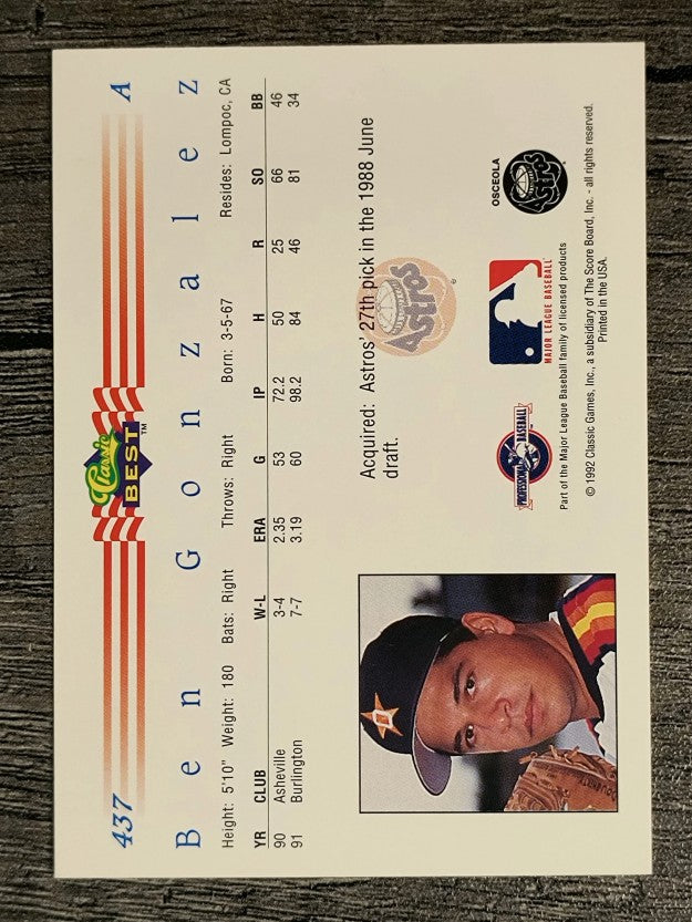 1992 Classic/Best #437 Ben Gonzalez