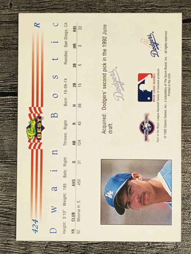 1992 Classic/Best #424 Dwain Bostic