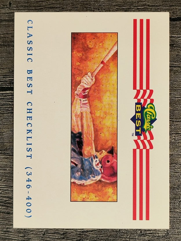 1992 Classic/Best #400 Checklist 346-400