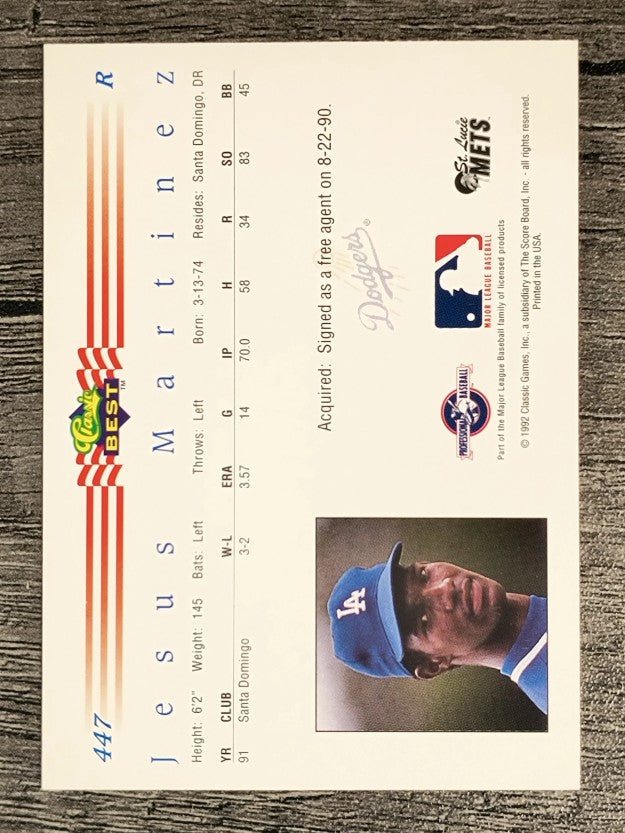 1992 Classic/Best #447 Jesus Martinez