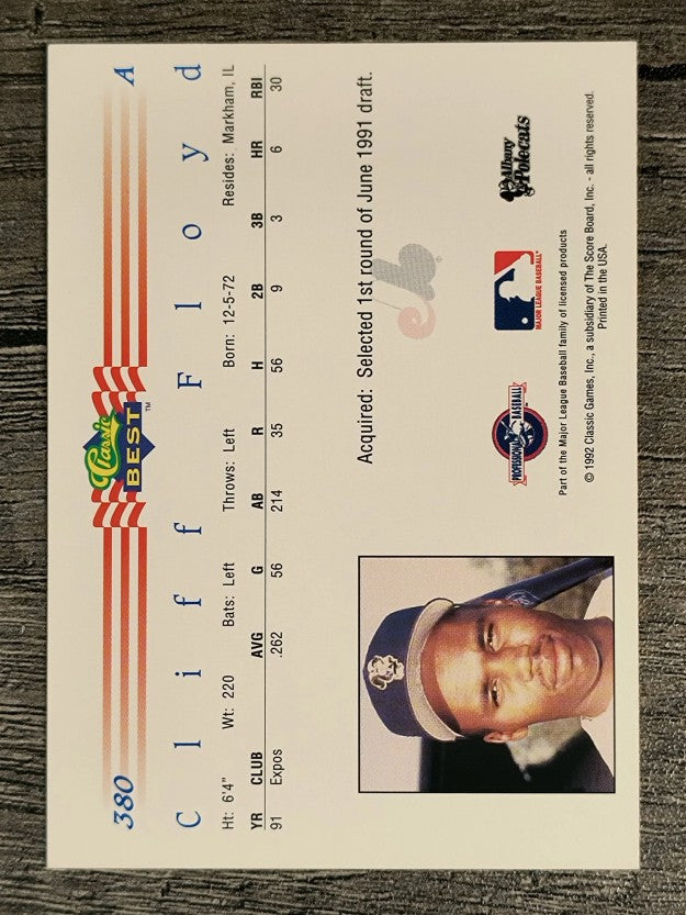 1992 Classic/Best #380 Cliff Floyd